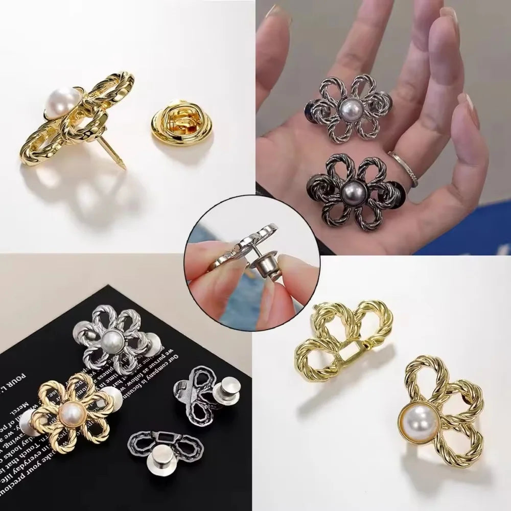 Jeans Waist Adjustment Buttons Beautiful Hollow Metal Flower Button Woman‘s Trouser Waist Wide-to-narrow Buttons