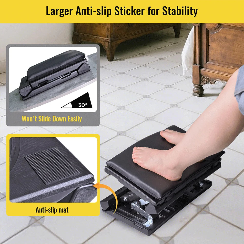 Ergonomic Adjustable Foot Rest for Under Desk Foldable Footrest with Removable Massage Beads Pad, Height & Angle Adjustable
