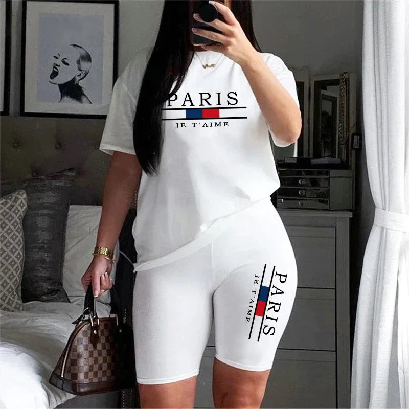 Women Summer Two Piece Set for O-Neck Shorts Daily Short Sleeve Tracksuit Hot Sales