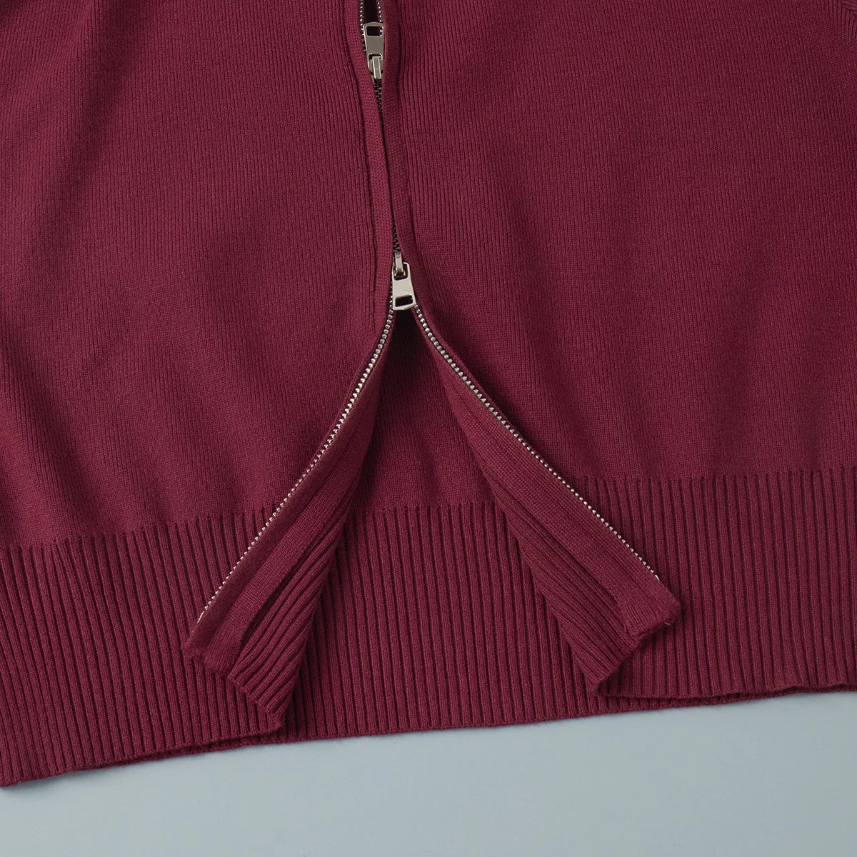 Women's Matching Sets Bornladies Women's New Knit Zip Up Cardigan Wide Leg Pants Set Soft Fabric Cropped Elastic Waist Autumn Winter Fashion Sweater