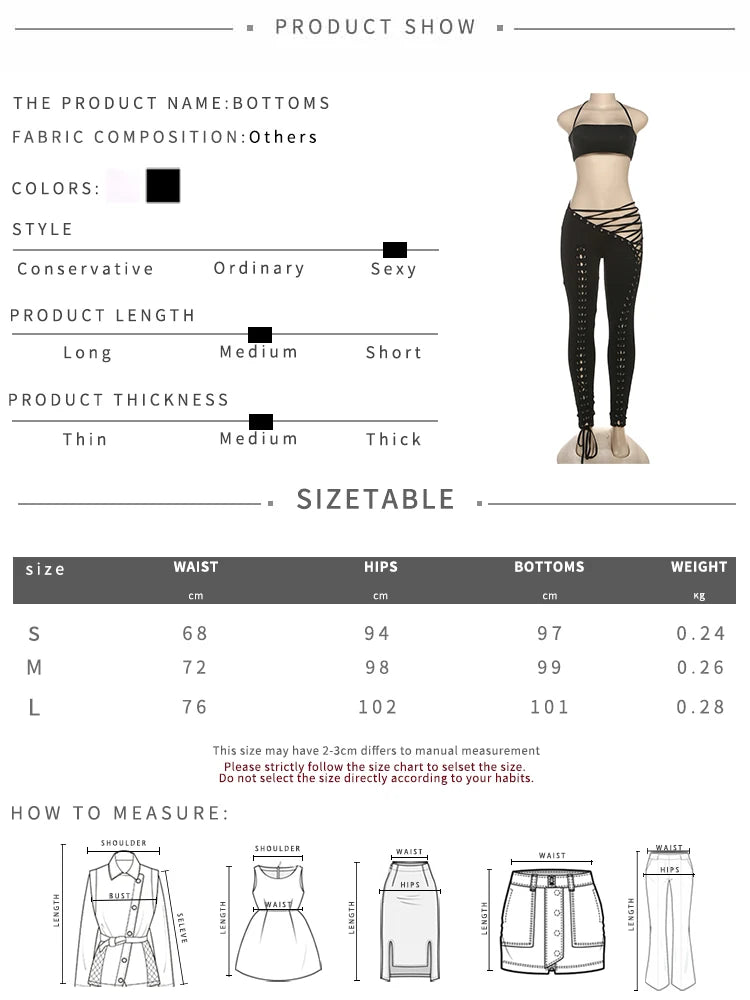 Matching 2 piece Set for Women Hipster Halter Camisole+Shirring Hollow Pants Midnight Matching Stretch Clubwear Skinny Outfits