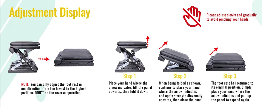 Ergonomic Adjustable Foot Rest for Under Desk Foldable Footrest with Removable Massage Beads Pad, Height & Angle Adjustable