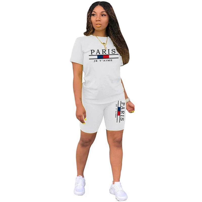 Women Summer Two Piece Set for O-Neck Shorts Daily Short Sleeve Tracksuit Hot Sales