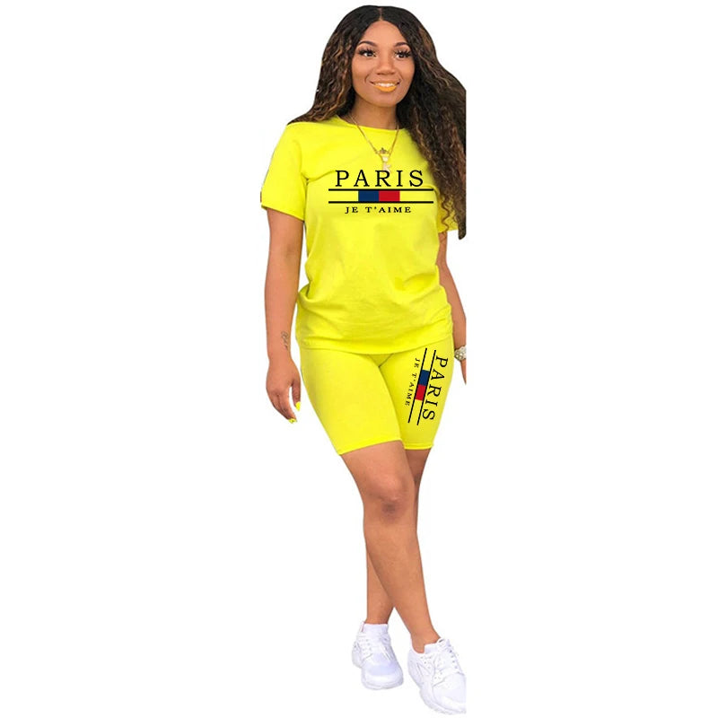 Women Summer Two Piece Set for O-Neck Shorts Daily Short Sleeve Tracksuit Hot Sales