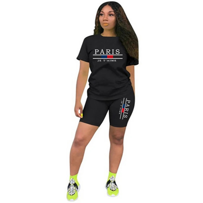 Women Summer Two Piece Set for O-Neck Shorts Daily Short Sleeve Tracksuit Hot Sales