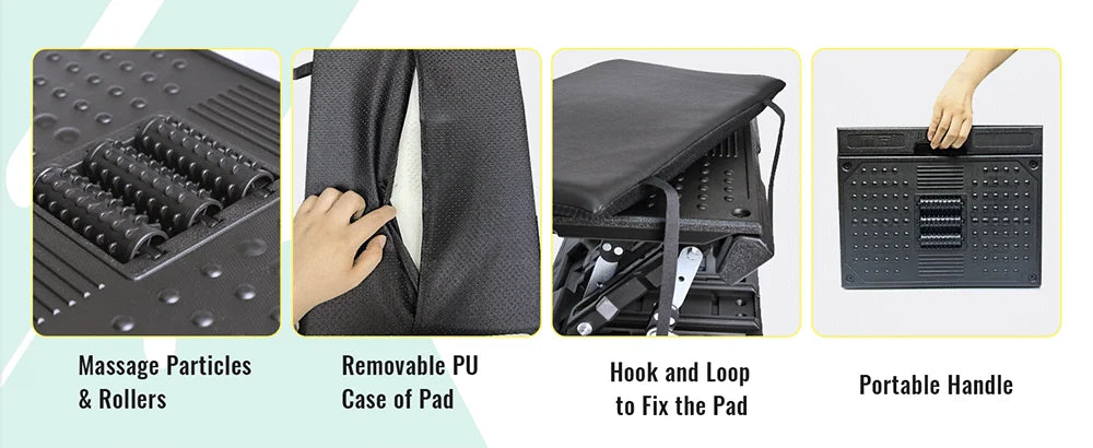 Ergonomic Adjustable Foot Rest for Under Desk Foldable Footrest with Removable Massage Beads Pad, Height & Angle Adjustable