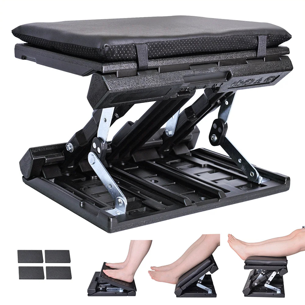 Ergonomic Adjustable Foot Rest for Under Desk Foldable Footrest with Removable Massage Beads Pad, Height & Angle Adjustable
