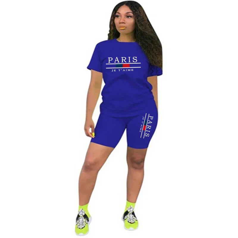 Women Summer Two Piece Set for O-Neck Shorts Daily Short Sleeve Tracksuit Hot Sales