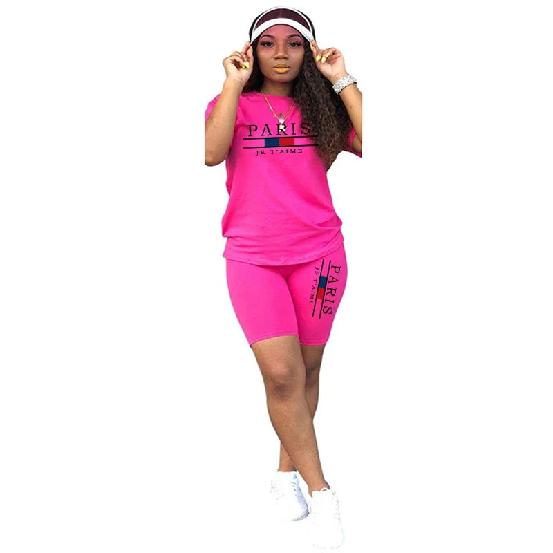 Women Summer Two Piece Set for O-Neck Shorts Daily Short Sleeve Tracksuit Hot Sales