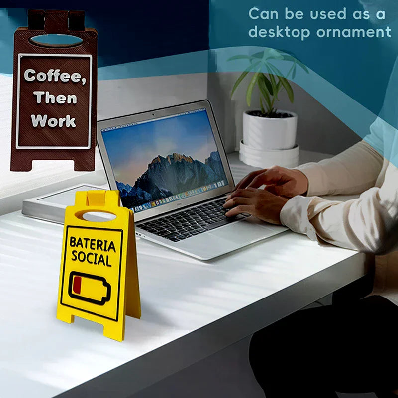 Humorous Office Desk Sign-"Coffee,Then Work" "Busy" Home Office Desktop Decoration Unisex Colleague Gift, Multi-Functional
