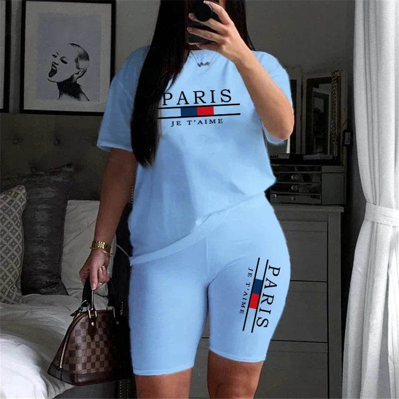 Women Summer Two Piece Set for O-Neck Shorts Daily Short Sleeve Tracksuit Hot Sales