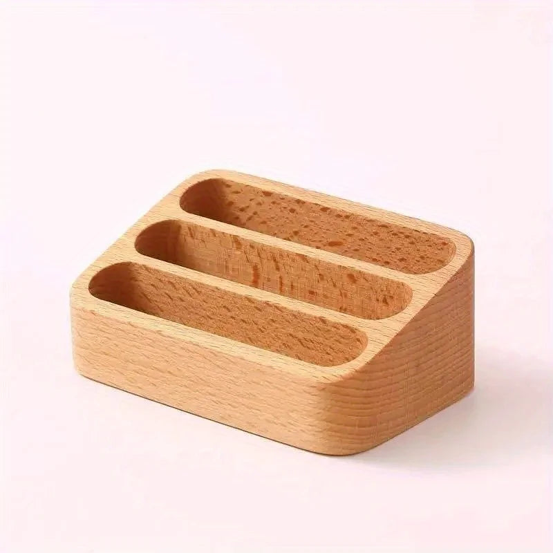 Wood Desktop Business Card Display Stand Memo Holder Storage Box Wood Card Organizer for Office