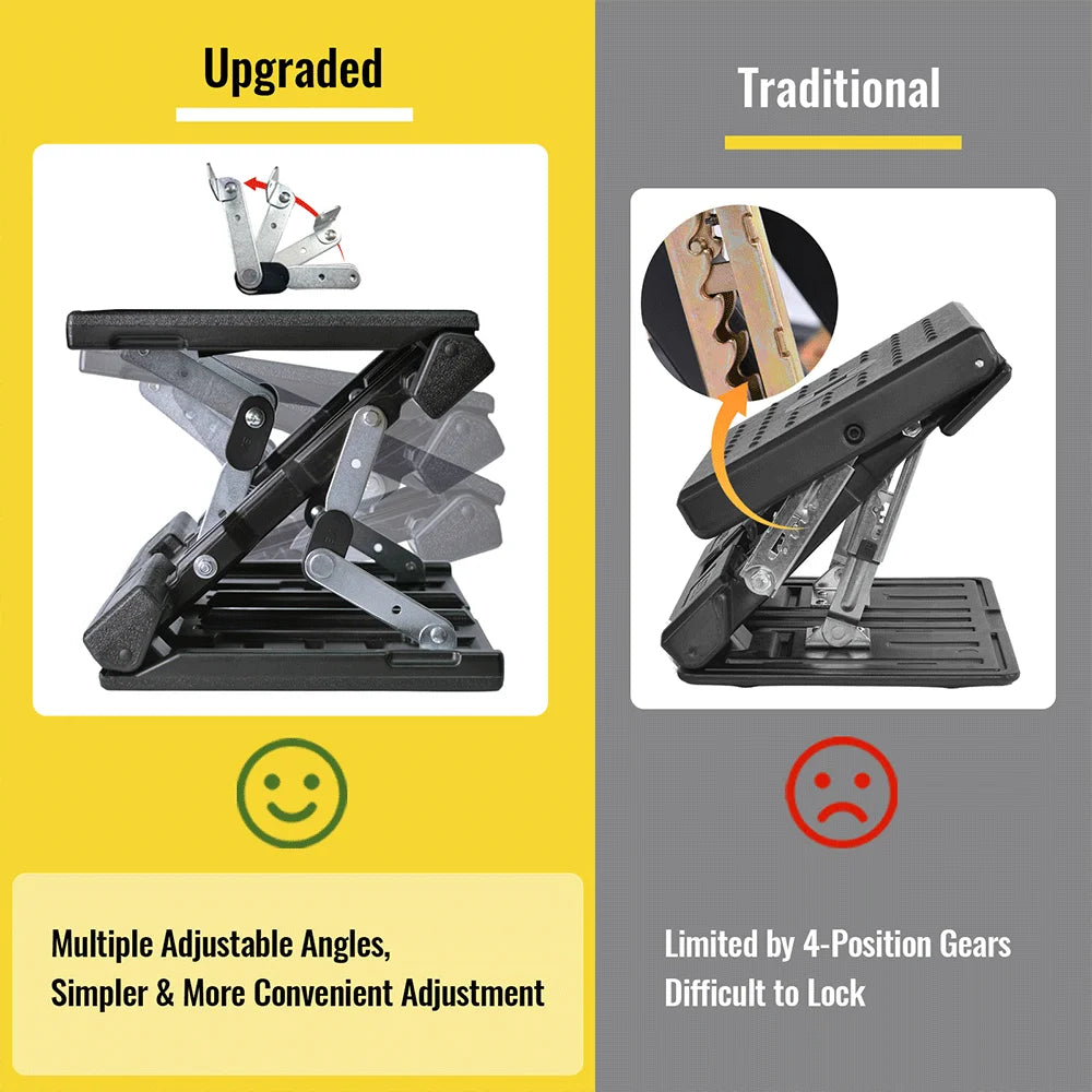 Ergonomic Adjustable Foot Rest for Under Desk Foldable Footrest with Removable Massage Beads Pad, Height & Angle Adjustable