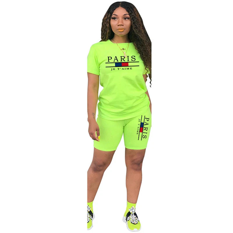 Women Summer Two Piece Set for O-Neck Shorts Daily Short Sleeve Tracksuit Hot Sales