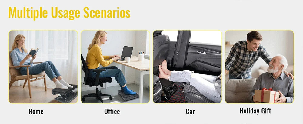 Ergonomic Adjustable Foot Rest for Under Desk Foldable Footrest with Removable Massage Beads Pad, Height & Angle Adjustable