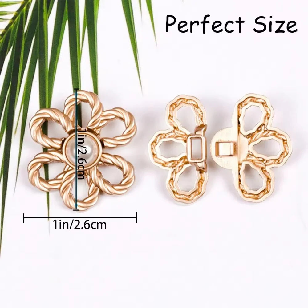 Jeans Waist Adjustment Buttons Beautiful Hollow Metal Flower Button Woman‘s Trouser Waist Wide-to-narrow Buttons