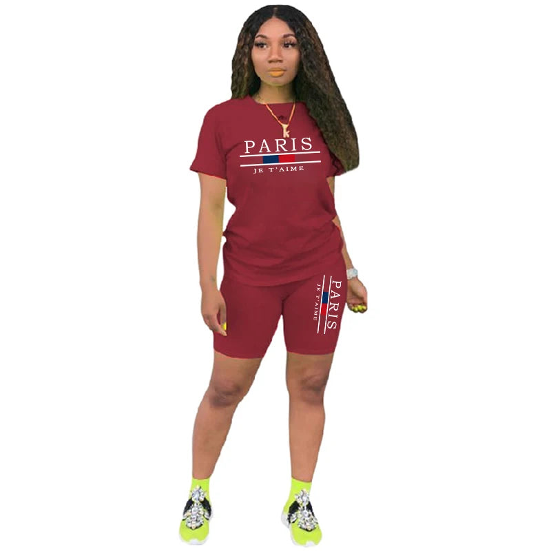Women Summer Two Piece Set for O-Neck Shorts Daily Short Sleeve Tracksuit Hot Sales